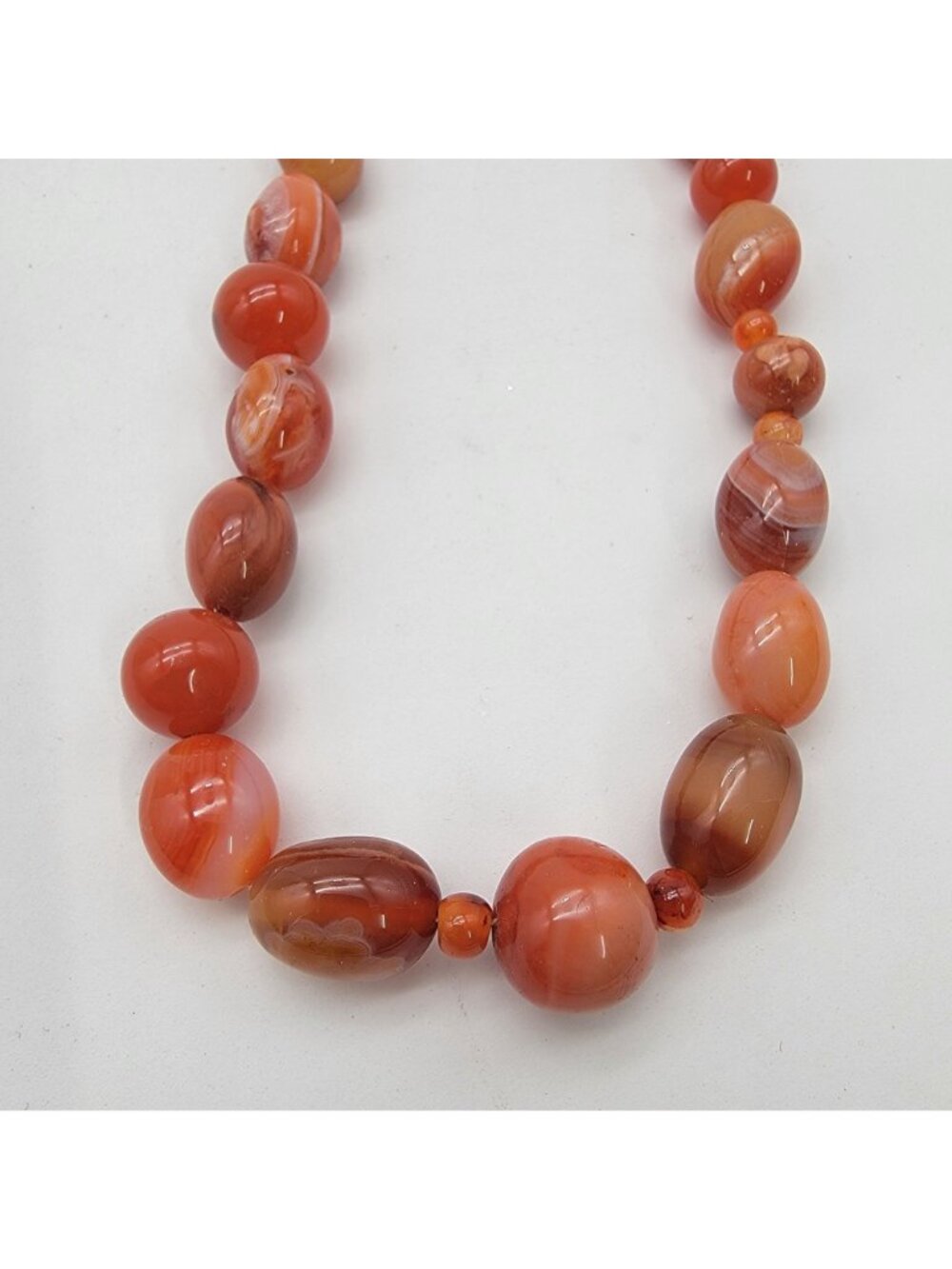 Artisan Chunky Carnelian Gemstone Polished Beaded Necklace - Picture 3 of 5